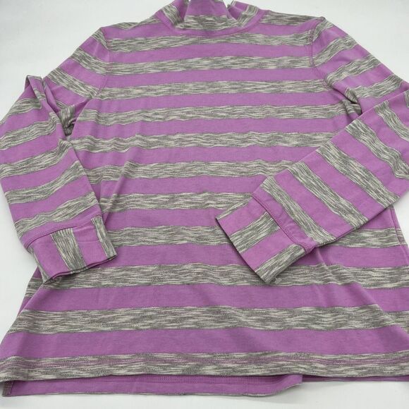 T by Talbots womens long sleeve purple grey tshirt turtleneck large - Picture 1 of 4